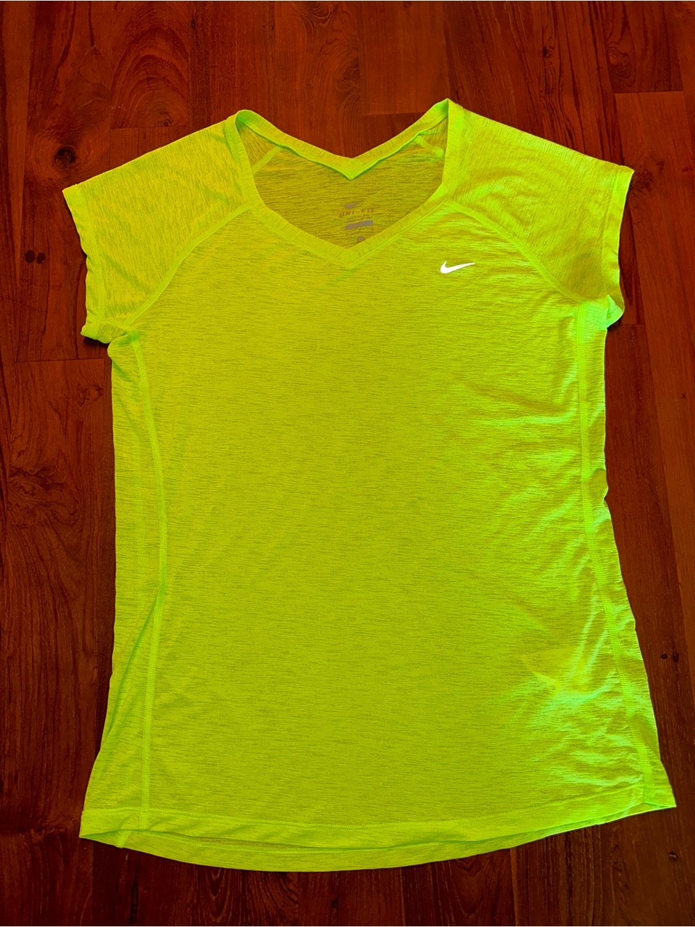 Nike Women's Sheer Neon Green V-Neck Training Tee Size Medium